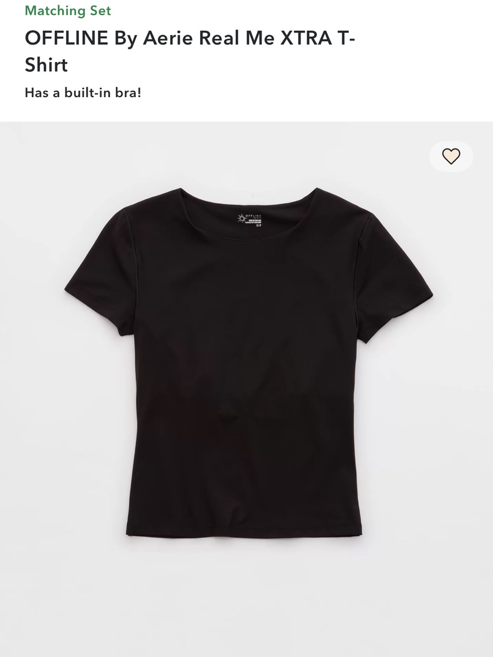 Aerie Offline Fitted T- Size Small- Worn two times Sz S Color Black